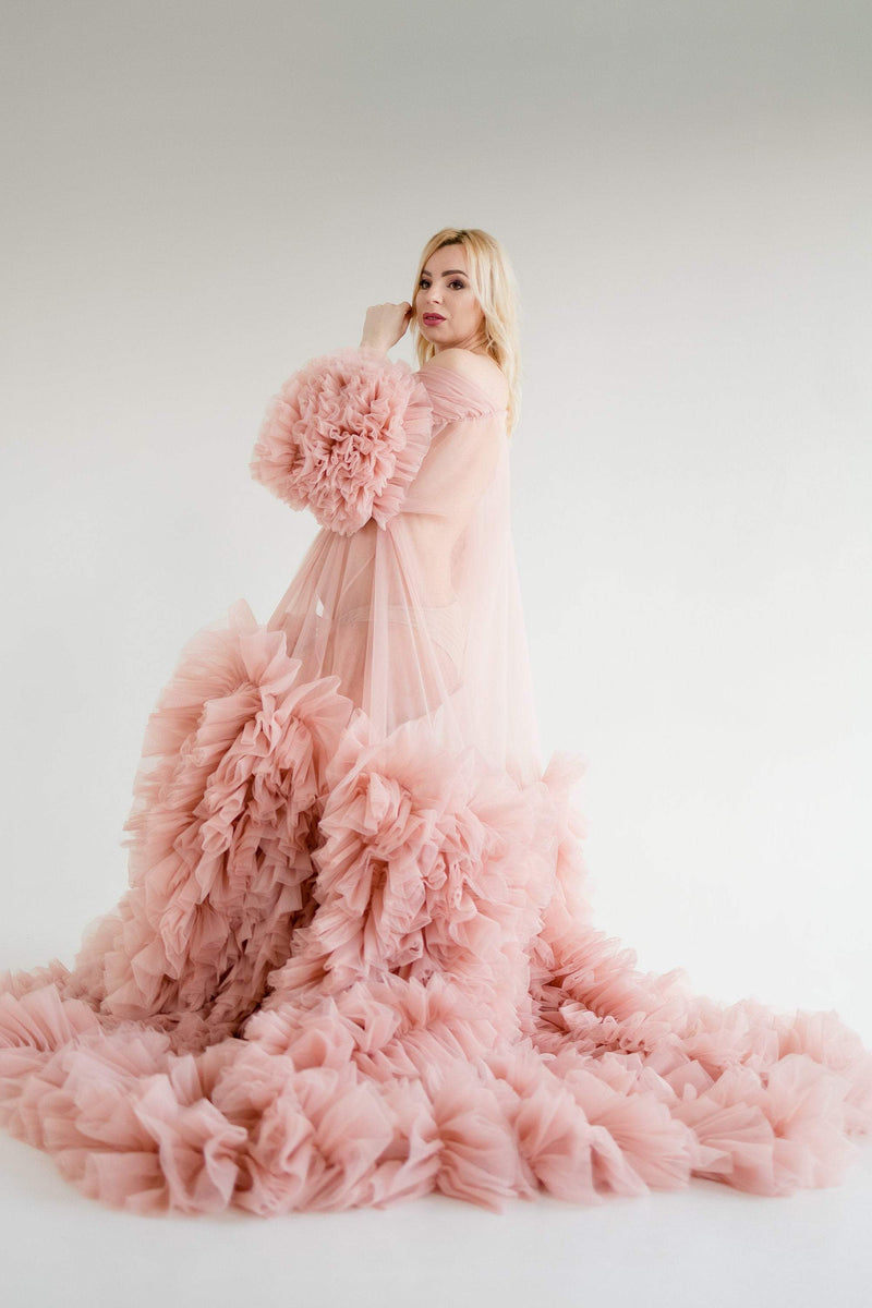 Blush Maternity Lace Dress for Photoshoot with Long Tulle Skirt –  loveangeldress