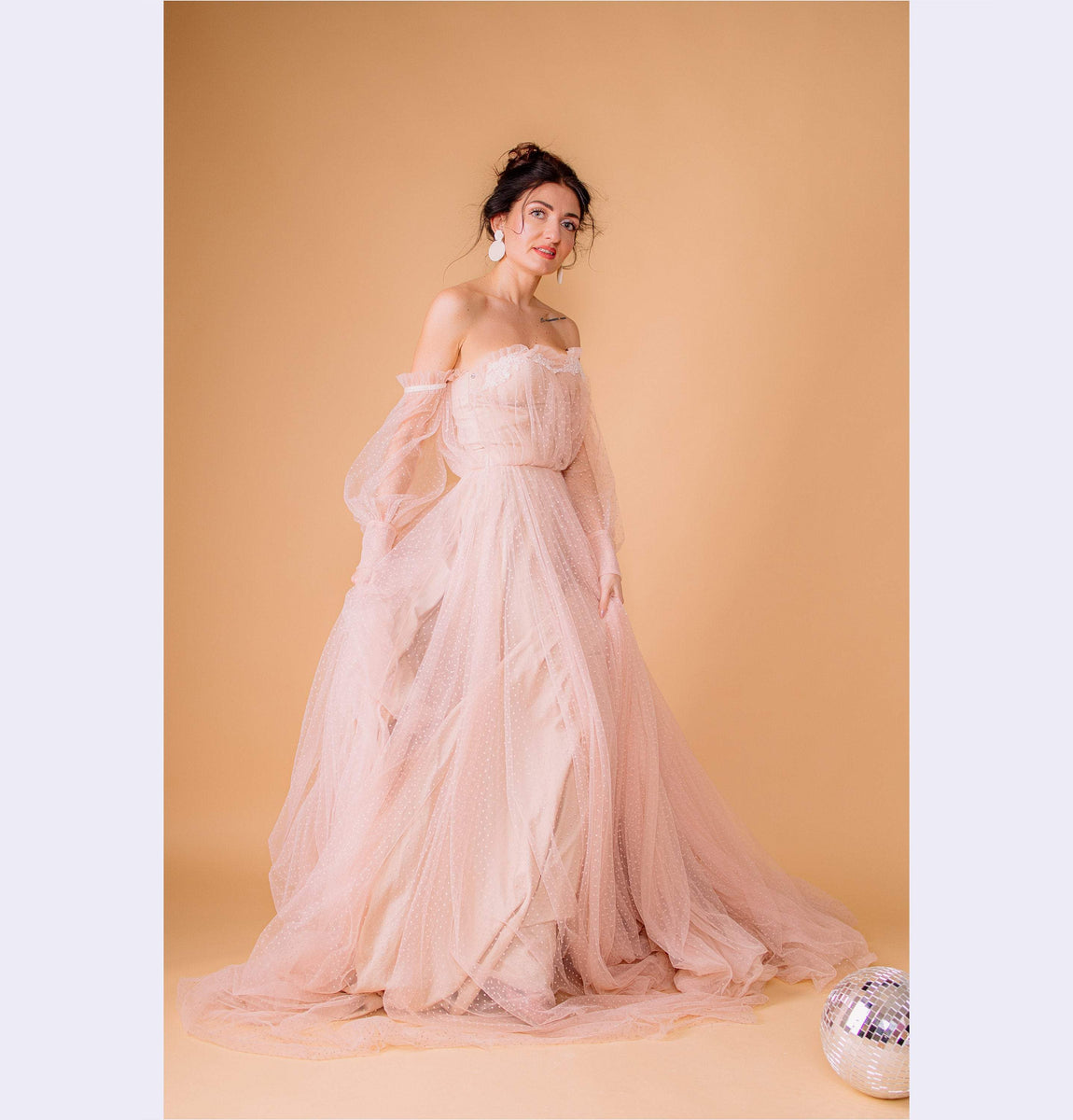 Pink tulle bridesmaid fashion dress