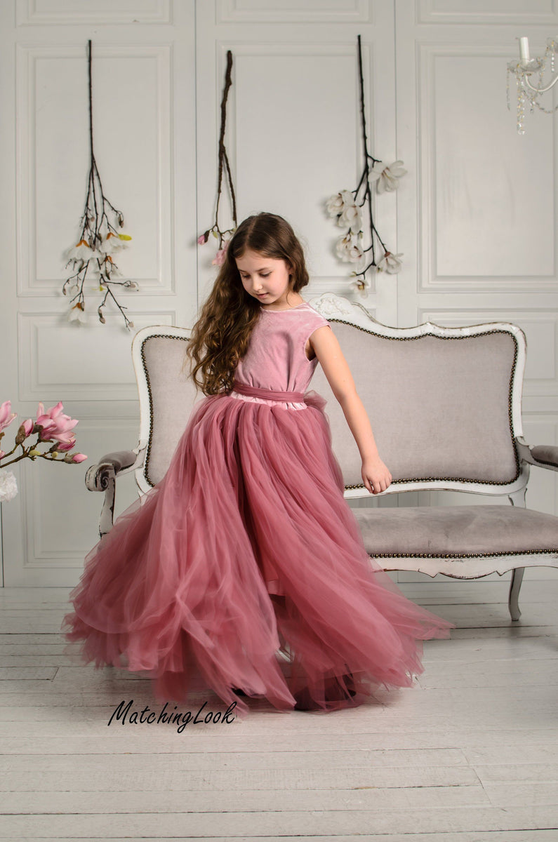 Dusty Rose Flower Girl Dress Tutu dress for girls princess dress Tu