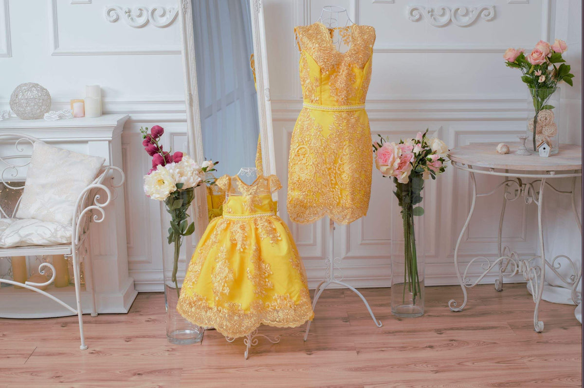 Mommy and me yellow dresses best sale