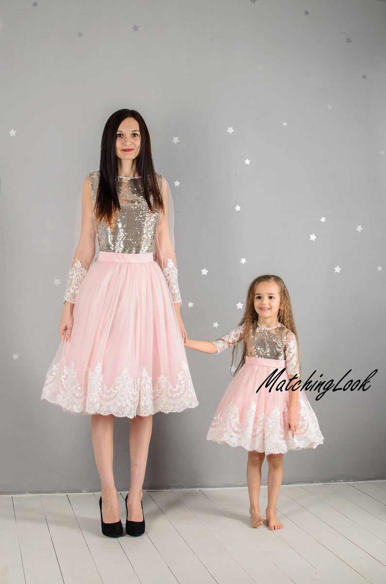 Pretty Lace Cream Matching Dresses, Mommy and Me Lace Dresses, Mommy and Me  Outfits, Mommy and Me Matching Dress, Matching Outfits, 