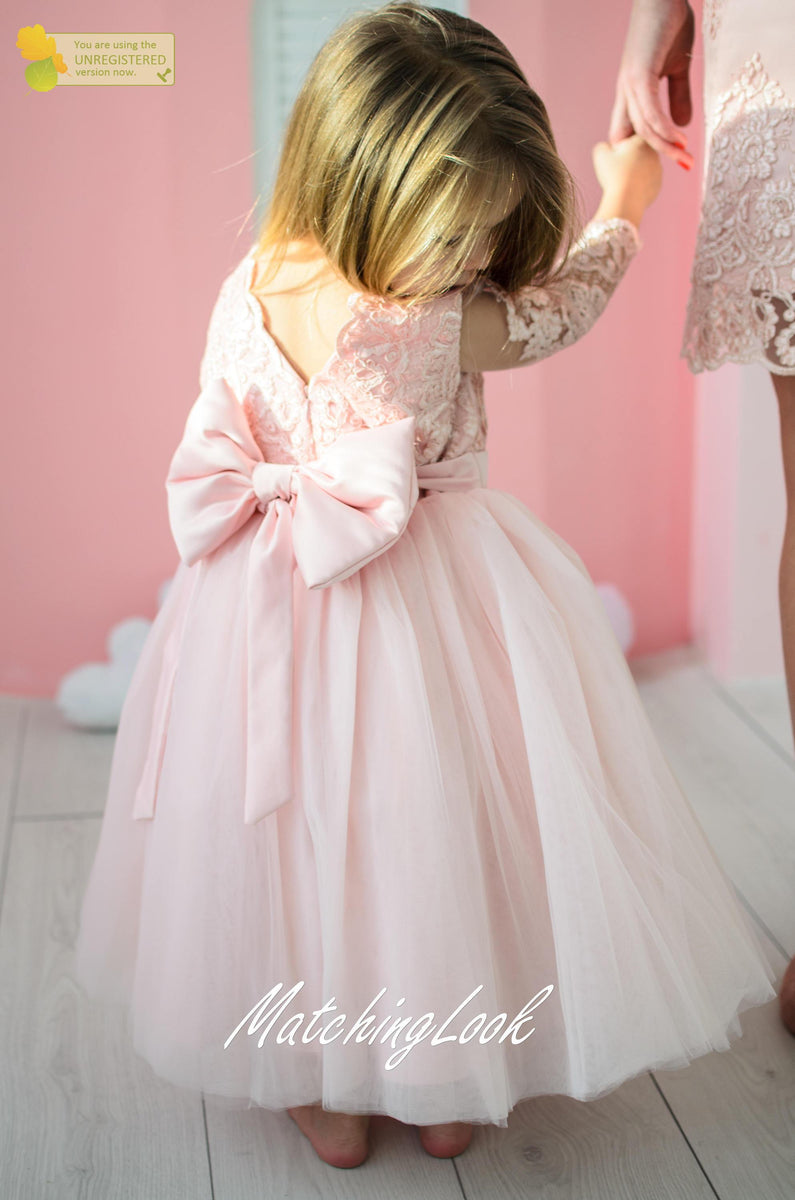 Peach Flower Girl Dress Peach Tutu Lace Outfit Flower Girl Dress