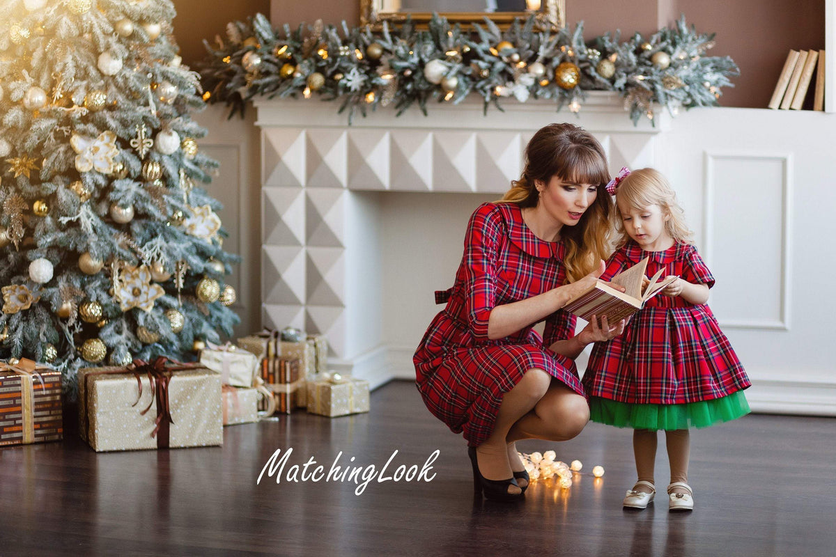 Mommy and Me Christmas Leggings, Matching Tartan Outfit, Holiday