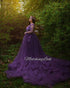 Maternity Photoshoot Dress, Purple Train Dress, Elegant Tulle Dress, Floral Dress, Pregnancy Photoshoot Dress, Formal Dress, Lace Gown