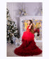 Red Ombre Dress, Christmas Dress Girl, Photo Shoot Gown, Holiday Tulle Dress, Floor Length Dress, Flower Girl Dress, Little Girl Xmas Dress