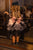 Black Peach Lace tutu ruffle girl party dress with sleeves andd puffy skirt