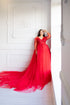 Red Pregnancy Dress For Photoshoot, Maternity Gown, Red Wedding Dress, Boudoir Dressing Gown, Red Tulle Robe, Photography Dress, Formal Gown