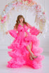 Maternity Robe For Photoshoot, Hot Pink Tiered Tulle Gown, Pregnancy Robe For Baby Shower, Gender Reveal Dress, Couture Robe, Boudoir Robe