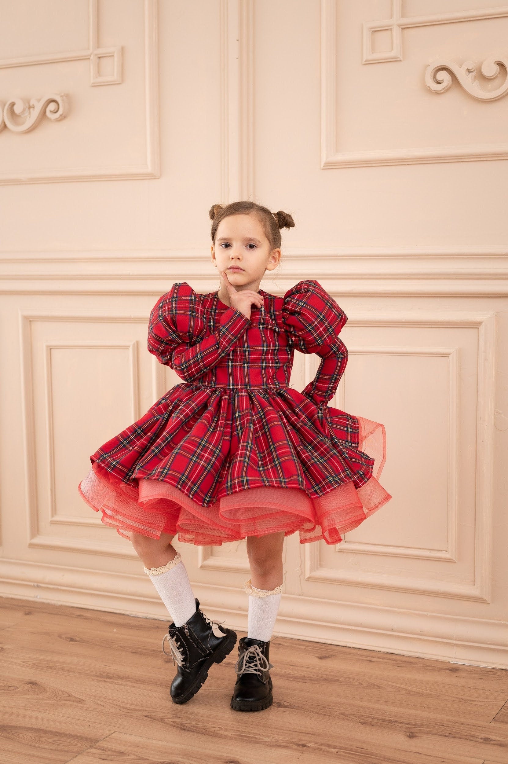 Plaid outlet girls dress