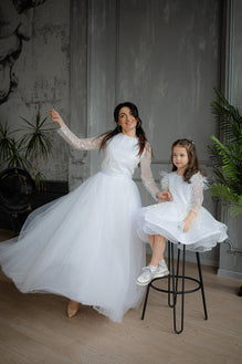 Mommy And Me White Dress Baptism Dress Mother Daughter Wedding Dress