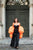 Orange Couture Cape For Photoshoot, Fall Style Volumetric Cape With 3D Flowers, Halloween Accessories, Detachable Black Tie Cape, Cloak