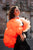 Orange Couture Cape For Photoshoot, Fall Style Volumetric Cape With 3D Flowers, Halloween Accessories, Detachable Black Tie Cape, Cloak