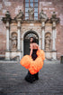 Orange Couture Cape For Photoshoot, Fall Style Volumetric Cape With 3D Flowers, Halloween Accessories, Detachable Black Tie Cape, Cloak