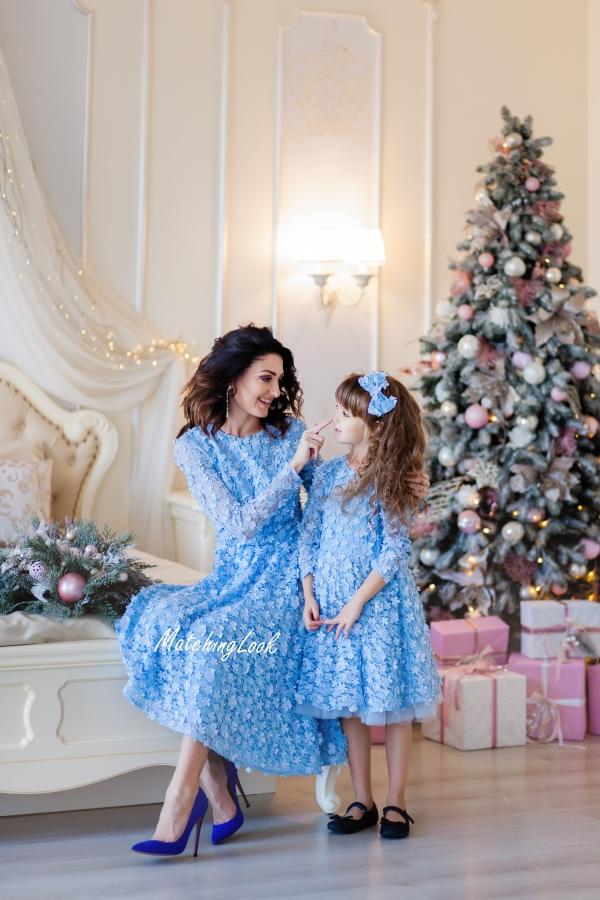 Mother Daughter Matching Dress - Blue Mommy and Me Outfits - Lace Matching  Dress for Mother and Daughter - Mom Baby Dress - Birthday Dress