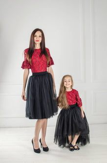 Red and black sales matching outfits