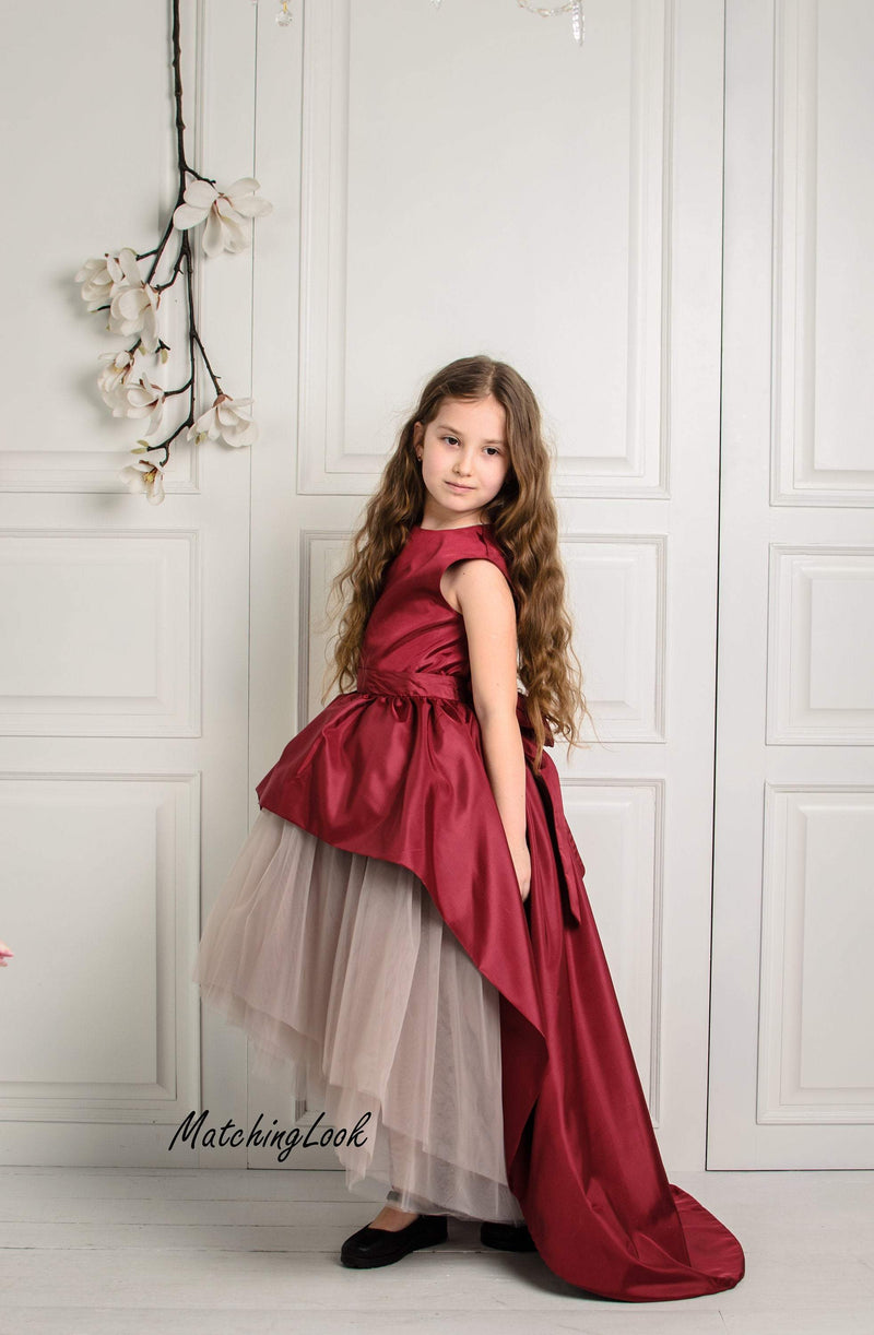 Flower girl maroon clearance dress