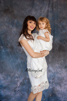 Mother Daughter Matching Dress, off White Dress, Lace Christening Gown,  Baptism Dress, Mommy and Me Dress, Tutu Dress,special Occasion Dress 