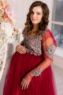 Maternity Dress Pink Blush Long Lace Dress