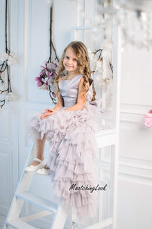 Gray Flower Girl Dress Tutu Dress For Girls Tulle Girl Dress Prince