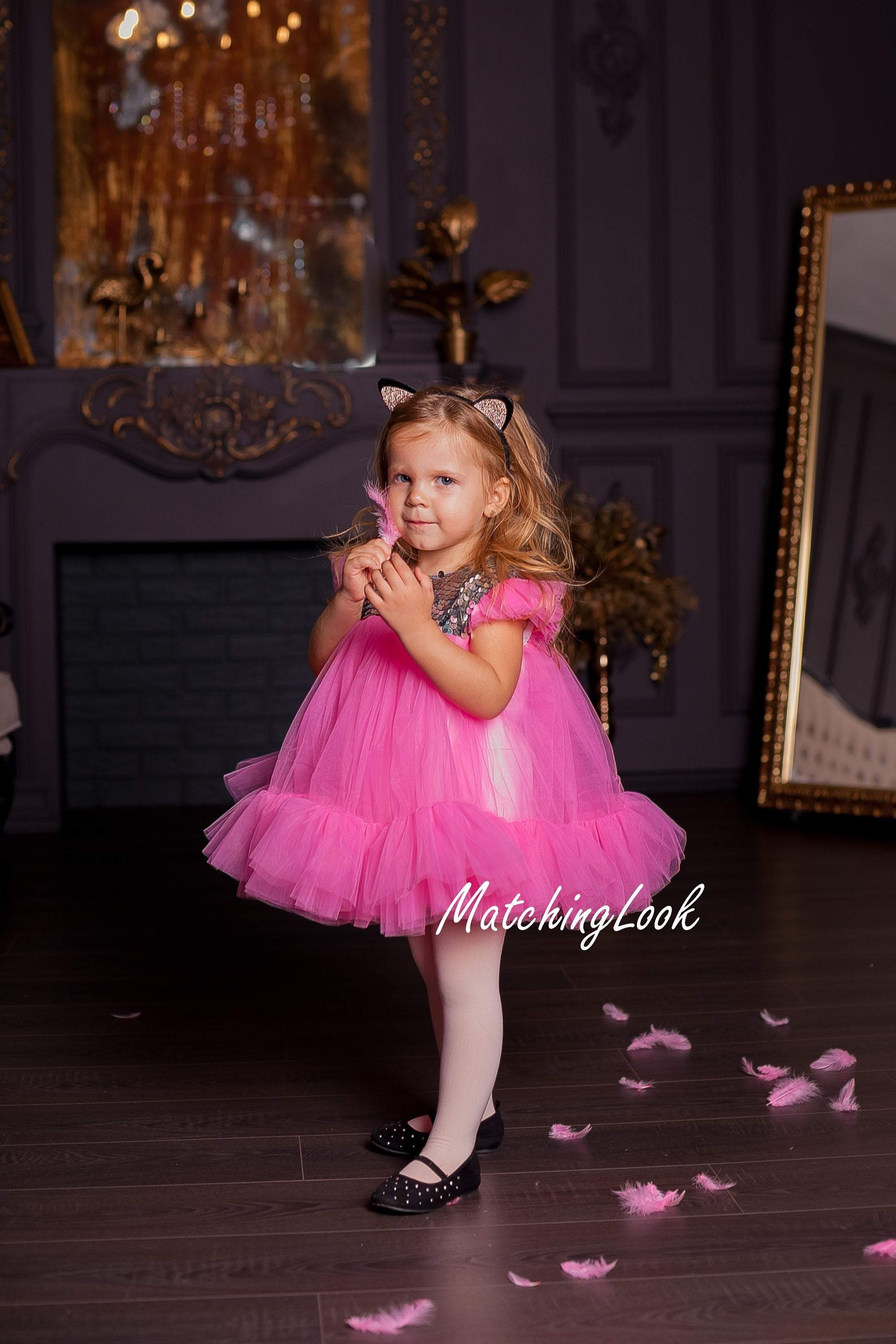 Adorable Pink Rosette Tutu Outfit for First and Second Birthdays