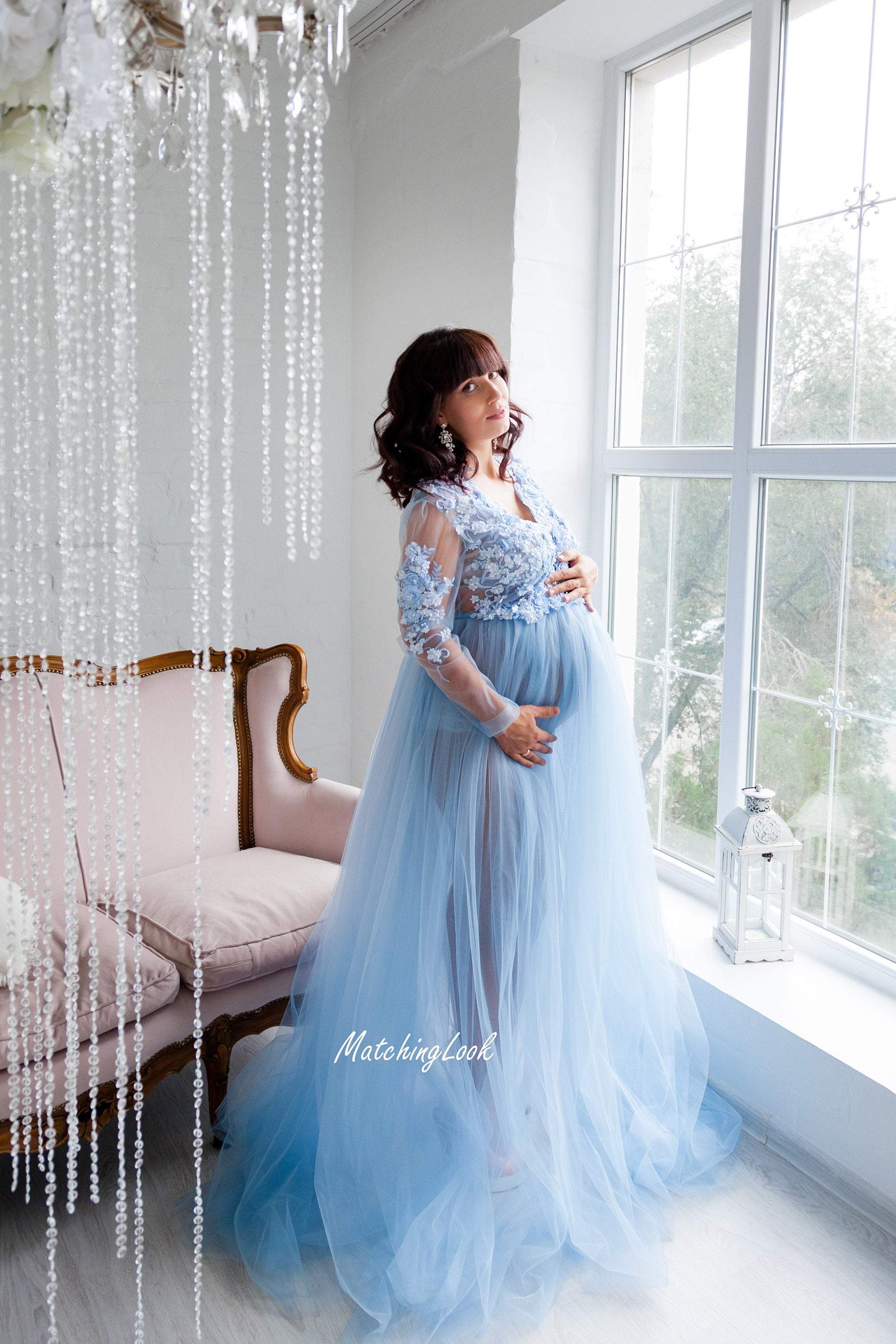 Baycosin Maternity Photo Props Dress Long Sleeve Off Shoulders Half Circle  Gown for Baby Shower Dresses - Walmart.com
