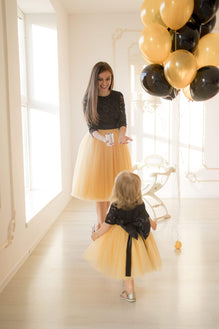 Black and clearance gold tutu dress