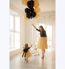 Gold and Black Matching Outfits Mommy and Me Dress Family Photoshoot