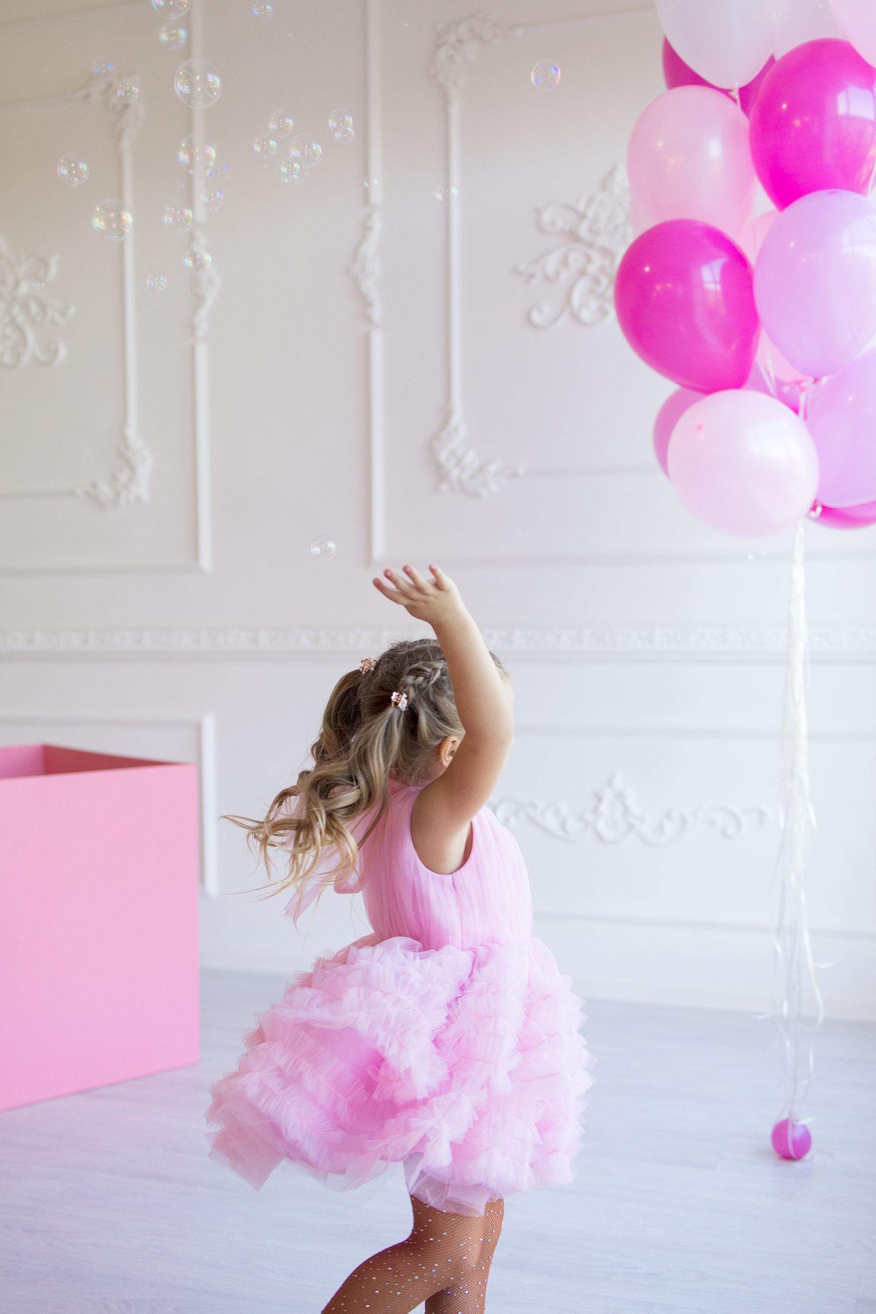 Size 4T Pink Birthday Tutu Dress Ready To Ship Pink Tulle Dress Gir