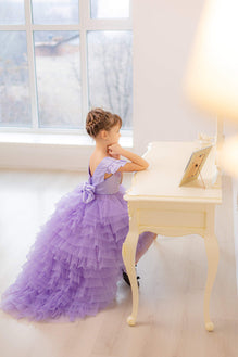 Lilac Flower Girl Dress, Tulle Girl Dress, Ruffle Girl Dress, Lavender