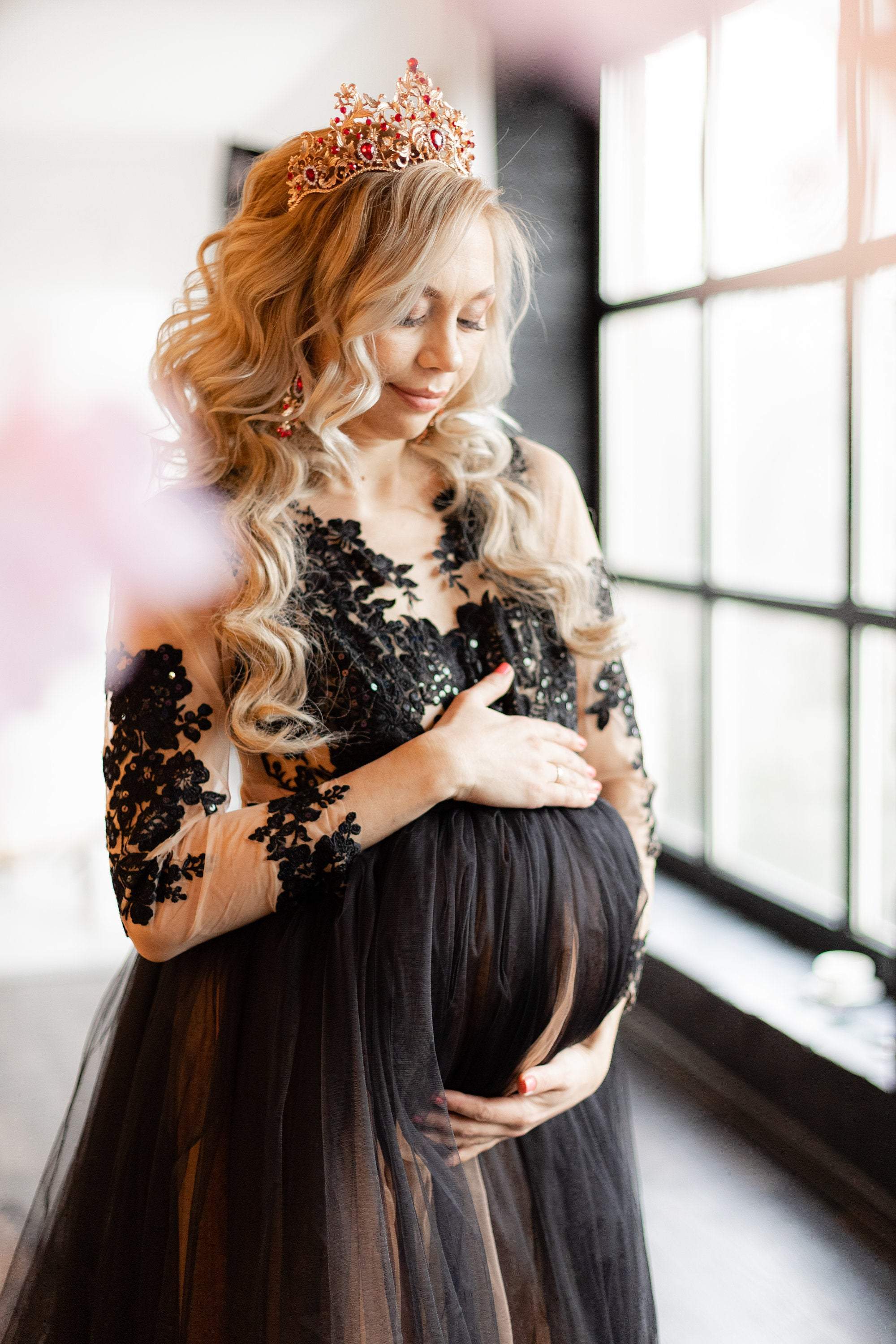Maternity Dress For Photoshoot, Pregnancy Robe Dress, Long Tulle Mater