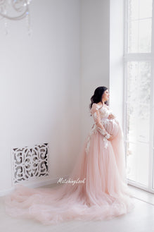 Pink blush clearance white maternity dress