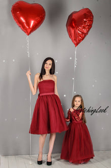 Mommy and me burgundy cheap dresses