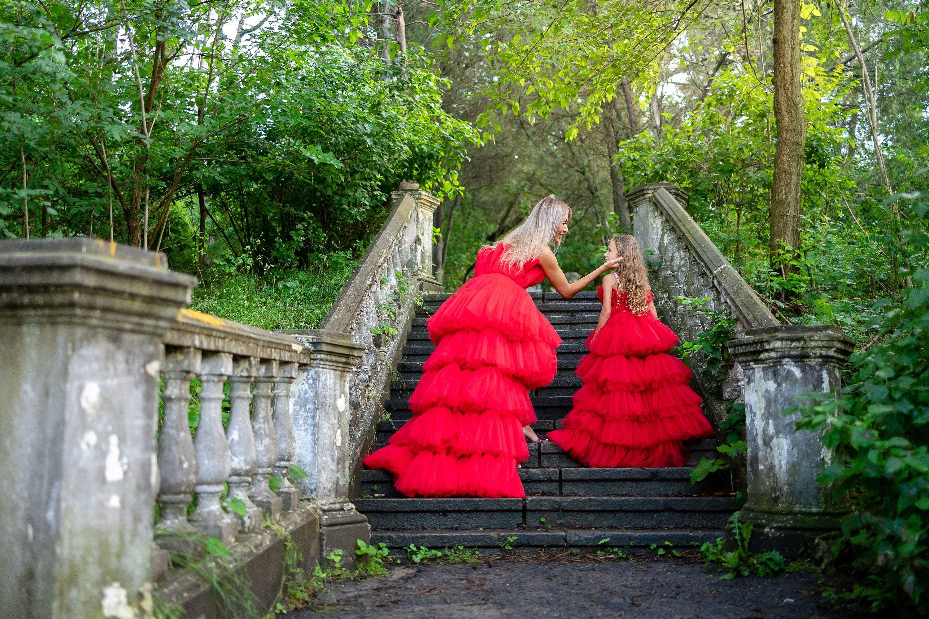 Matchinglook Red Tulle Dress, Designer Photoshoot Dress, Holiday Dress, Adult Tutu Dress, Special Occasion Dress, High Low Dress, Red Evening Dress 10 US / Ivory