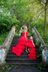 Mother Daughter High Low Dress, Red Layered Tulle Dress, Mommy and Me Photoshoot Dress