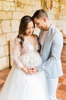 Off white Maternity Wedding dress, Maternity tulle dress for photoshoo