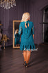 Petrol lace knee length formal dress - teal party dress with sleeves - loose silhouette lace dress with flounce