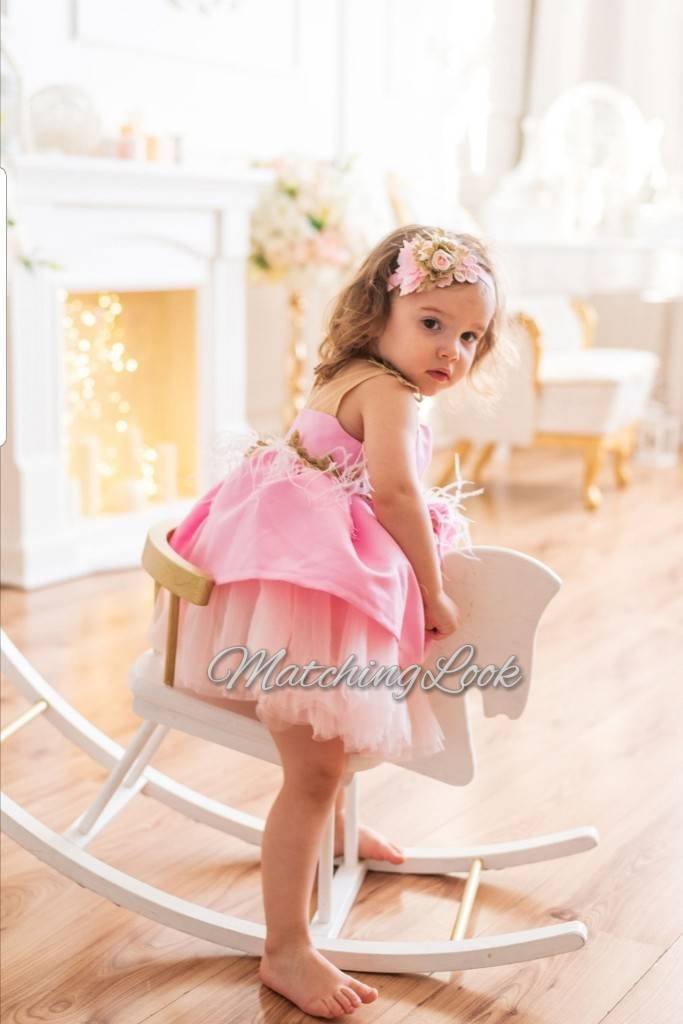 Pink and gold baby girl dress best sale