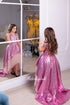 Pink princess high low girl dress with train - flower girl dress tulle