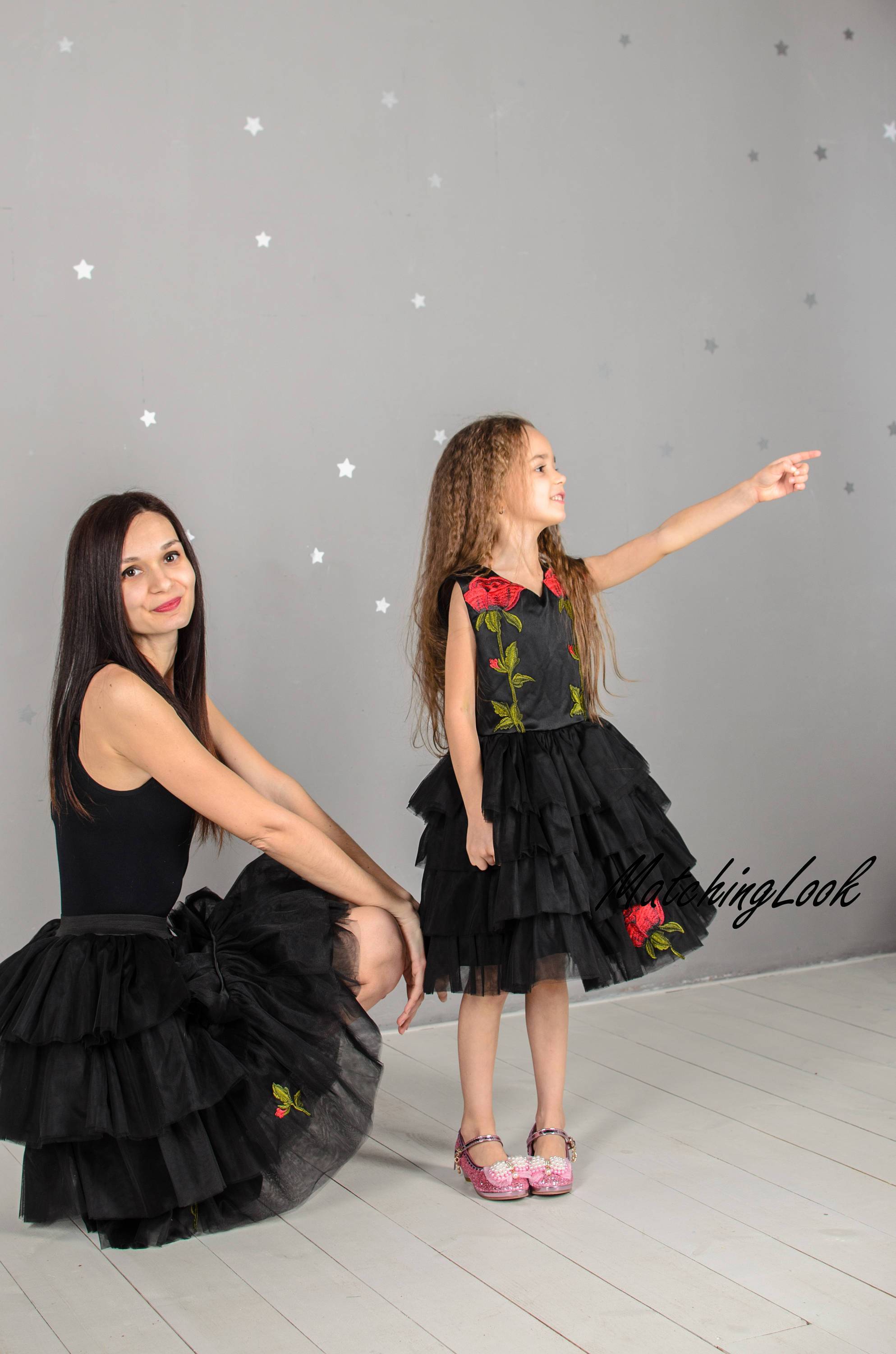 Ready to Ship Mommy and Me Black Tutu Dresses Mother Daughter Matchin