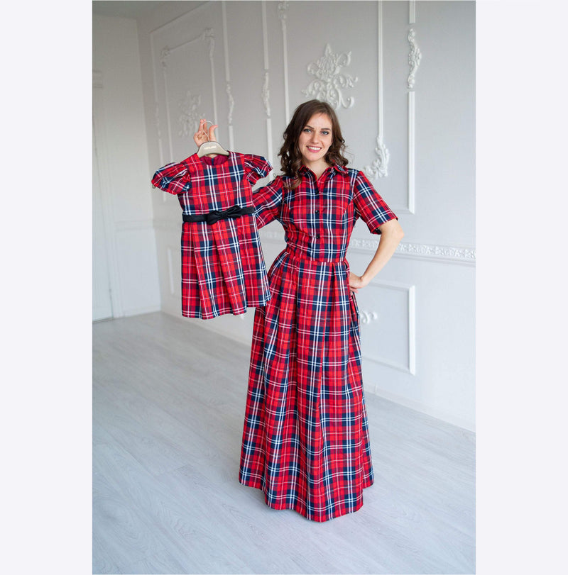 Red Plaid Dress, Mommy And Me Outfit, Mother Daughter Matching