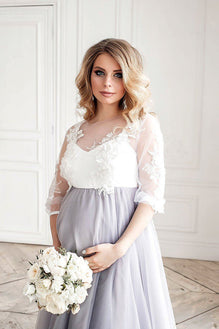 Grey Lace Flower Bodysuit Uniquely Sophia's