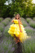 Yellow Tulle Dress, Flower Girl Dress, Girl Pageant Dress, Tulle Princess Dress, High Low Dress, Girl Tiered Dress, Special Occasion Dress